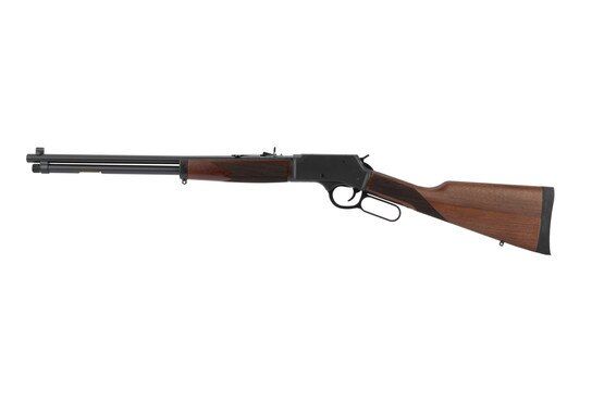 Henry lever action .357 Magnum rifle features an American walnut stock